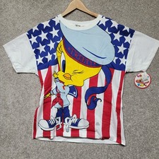 Vintage 1995 Looney Tunes x Freeze Tweety Bird All Over Print Shirt Men  s L NWT