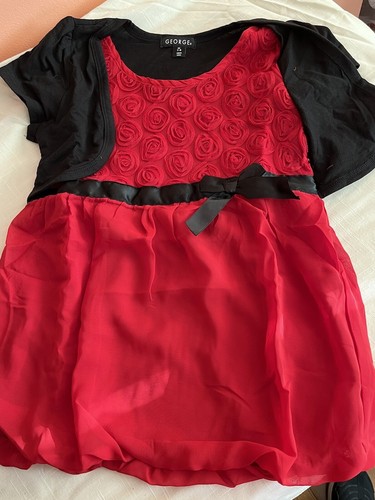 Red Dress W/leggings By George, Size 7/8 - (NEW) - 第 1/4 張圖片