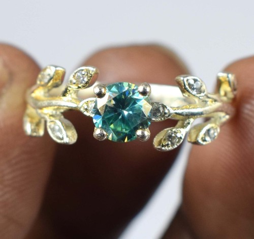 Certified Blue Diamond Solitaire 0.31 Ct Round Brilliant Cut Women Ring SEE VDO - Picture 3 of 7
