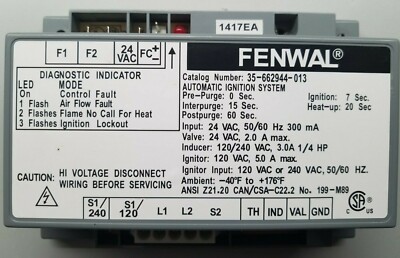 Fenwal 35-662944-013 Automatic Ignition Control System, Pre-owned