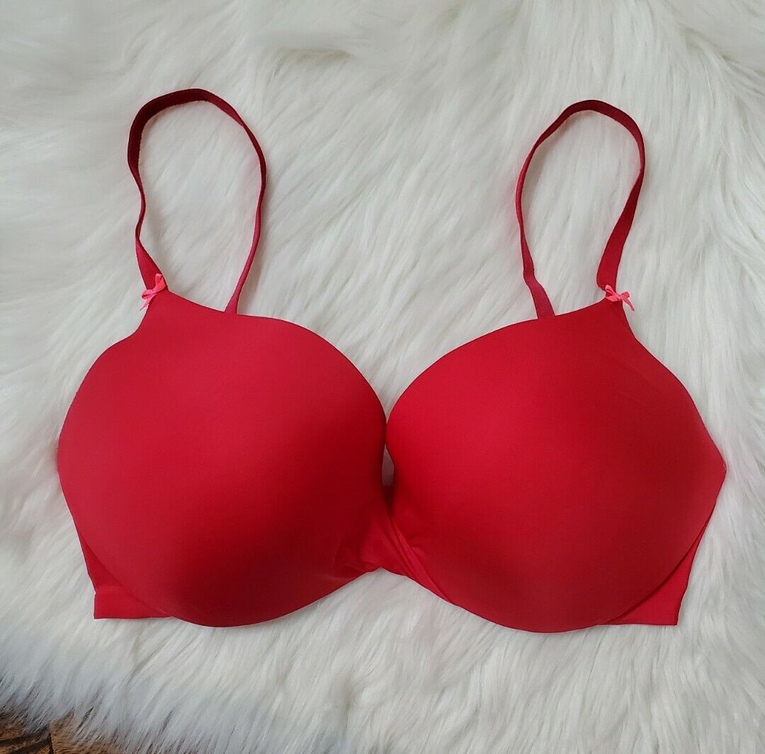 Victoria Secret Red Plunge Push up Bra Women's size 34DD