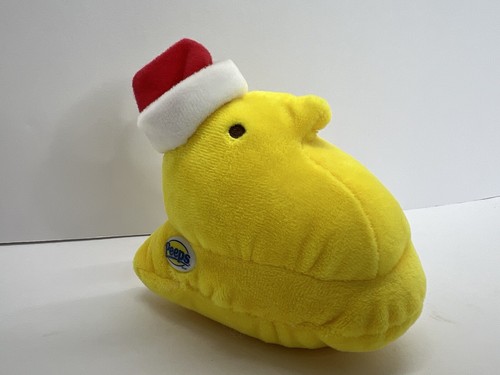Peeps Yellow Christmas Chick Wearing Red Santa Hat Bean Bag Plush Stuffed Animal