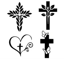4 Pack of Cross Designs 5" Black Vinyl Decals Car Truck Window Laptop Notebook