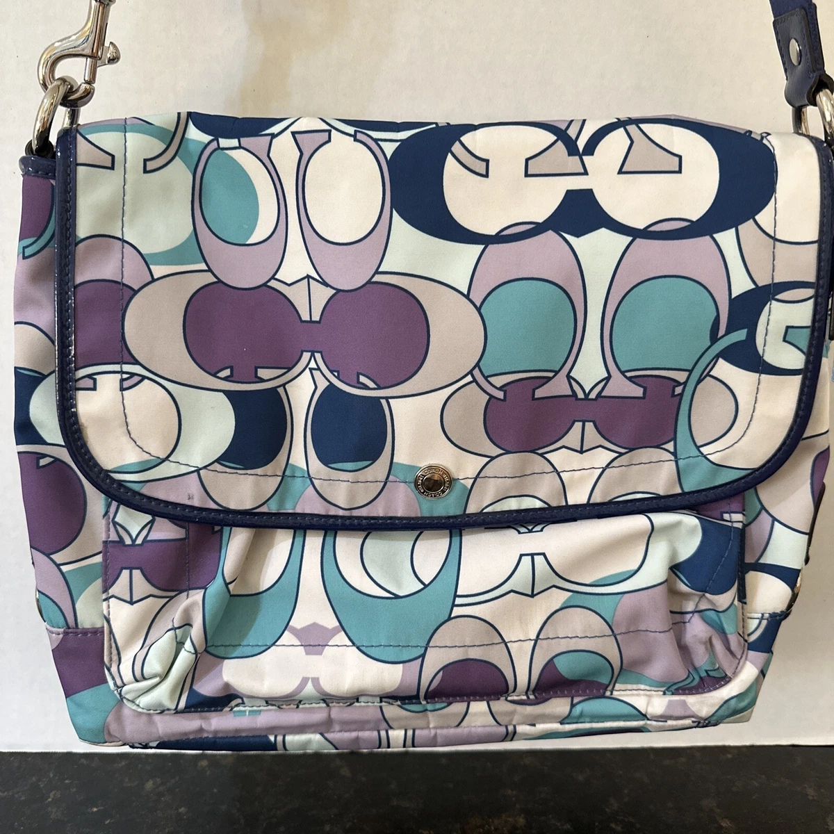 Coach M1120 F18840 Kyra Daisy Scarf Nylon Signature Crossbody Bag Purse