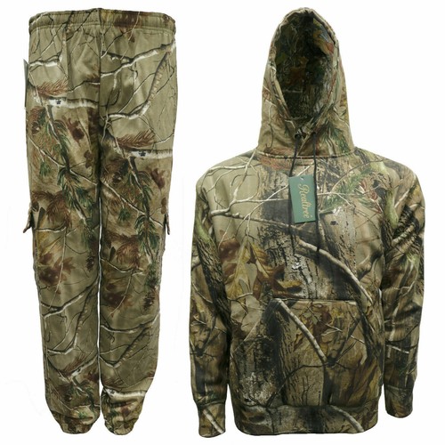 Mens Jungle Camouflage Tracksuit Overhead Hoodie & Jogger Full Set Fishing S-XXL - Picture 4 of 6