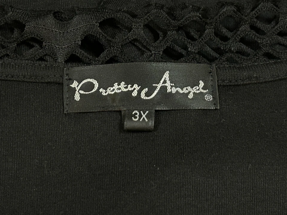 Pretty Angel Mujer Talla 3X Artístico Mezcla de Seda Oscura Negro Texturizado En Capas Largo Foto 4 de 4