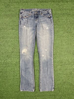 American Eagle Jeans Womens Size Regular 77 Straight Ripped Distressed  Blue