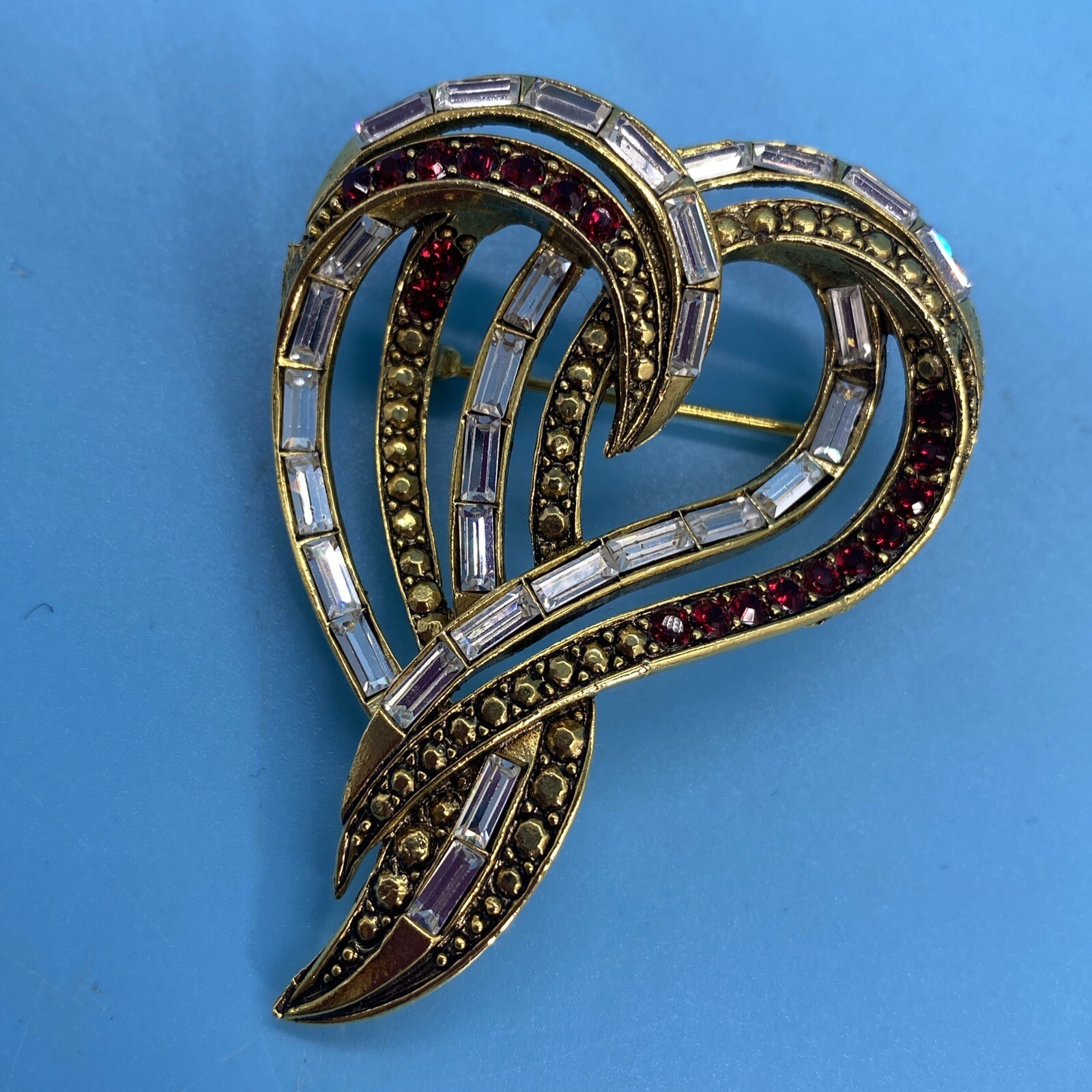 Weiss Signed/Round Ruby Red & Clear Baguette Ston… - image 6