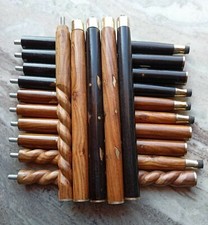 Wooden Walking Set of 5 PCs 3 Fold Stick Cane For Head Handle Only Shaft