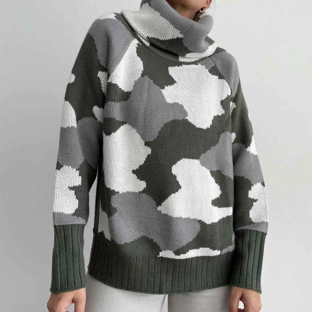 NEW Camo Turtleneck Sweater Womens Small G By Giuliana Camouflage Print  Jacquard | eBay