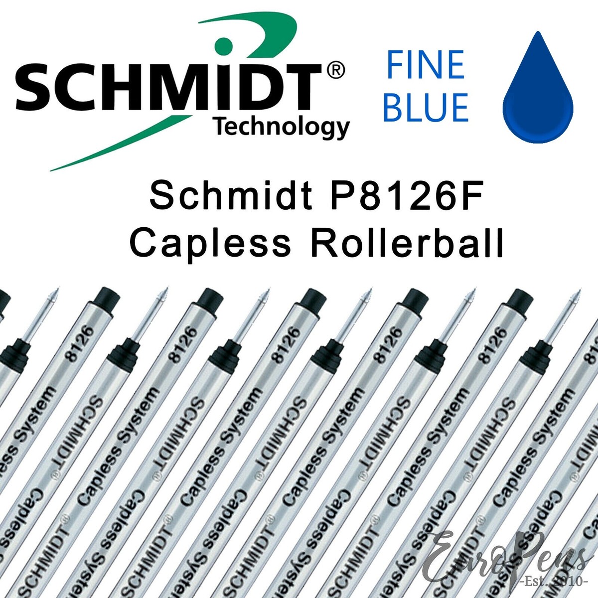 Schmidt P8126 Blue Fine Rollerball Pen Refill Choose Your