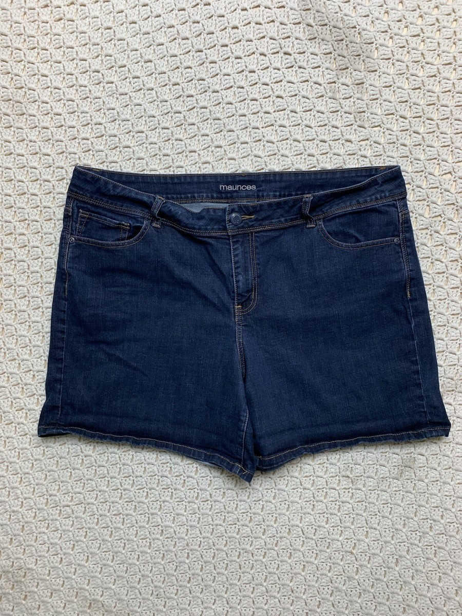 Maurices Jean Shorts Sz 22 Blue Denim Classic Dark Wash Stretch Cotton Blend