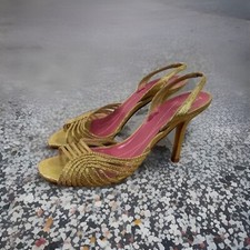 Kate Spade New York Gold Open Toe strappy slingback Heels Size US 8 B Italy