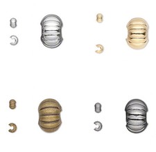 50 Corrugated Crimp Tube Bead Covers 3MM 4MM 5MM Gold Silver Gunmetal Plated