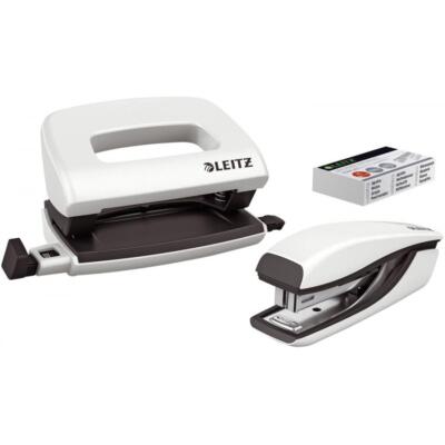 LEITZ Heftgerät- & Locher-Set Mini Nexxt WOW, perlweiß