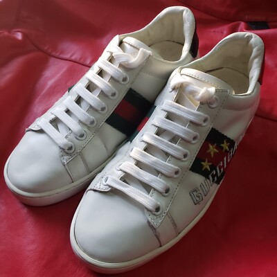 Gucci Ace Web Gucci Band white leather Low Top Sneakers Size EU 37 US 7  
