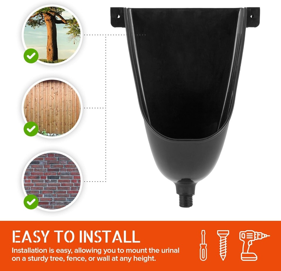 Waterless Urinal for Men (Black), Plastic Urinals for Men's Garage