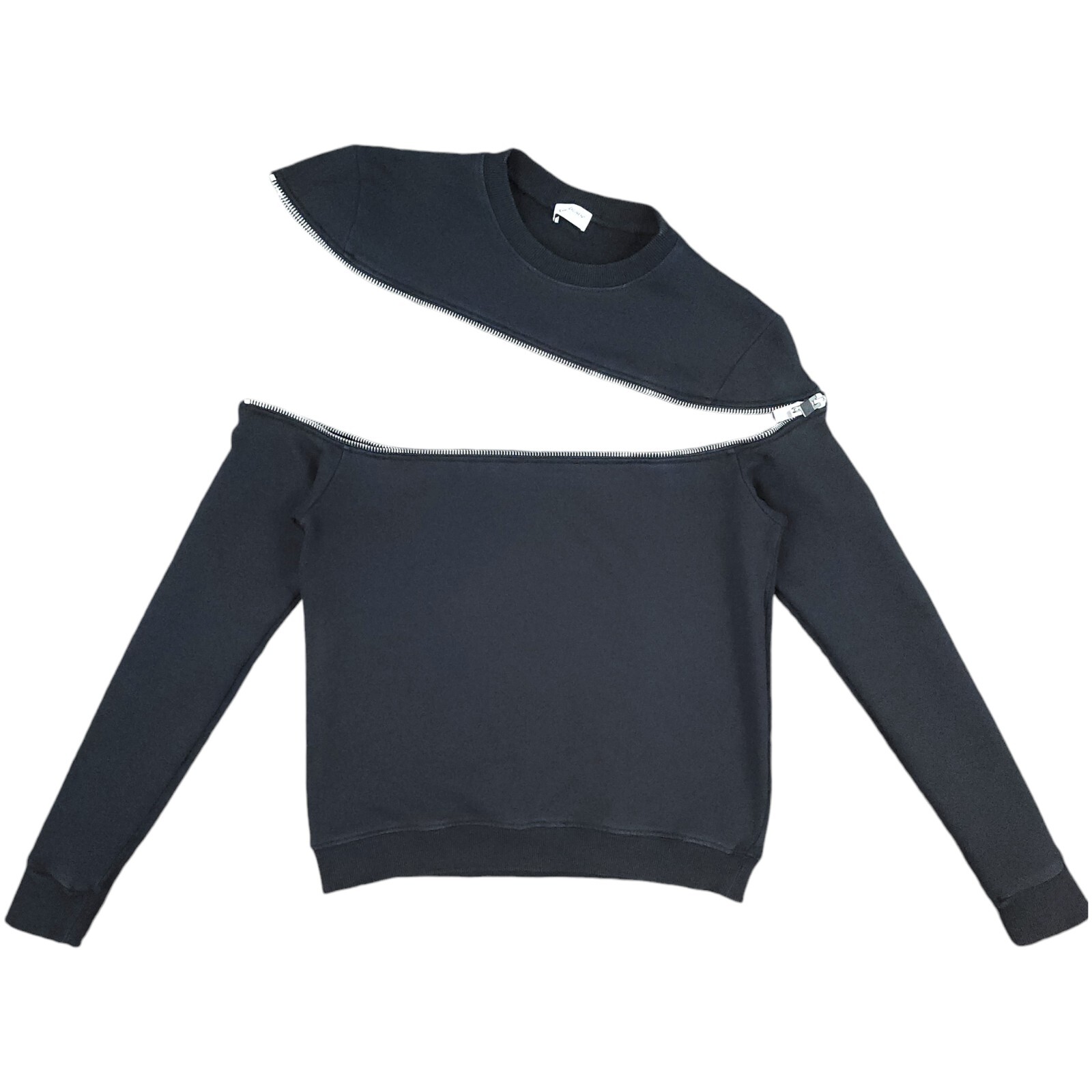 Maglione maglione donna Saint Laurent nero zip incrociata manica lunga taglia small