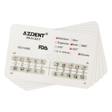 AZDENT Dental Orthodontic Metal Brackets Braces Standard Roth Slot.022" Hooks 3 