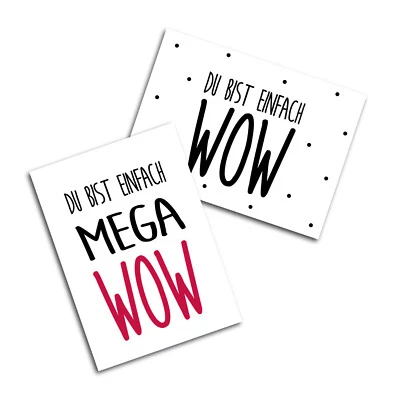 NASTAMI Postkarten Set Du bist WOW und MEGA WOW 2er Set Postkarten Sprüche