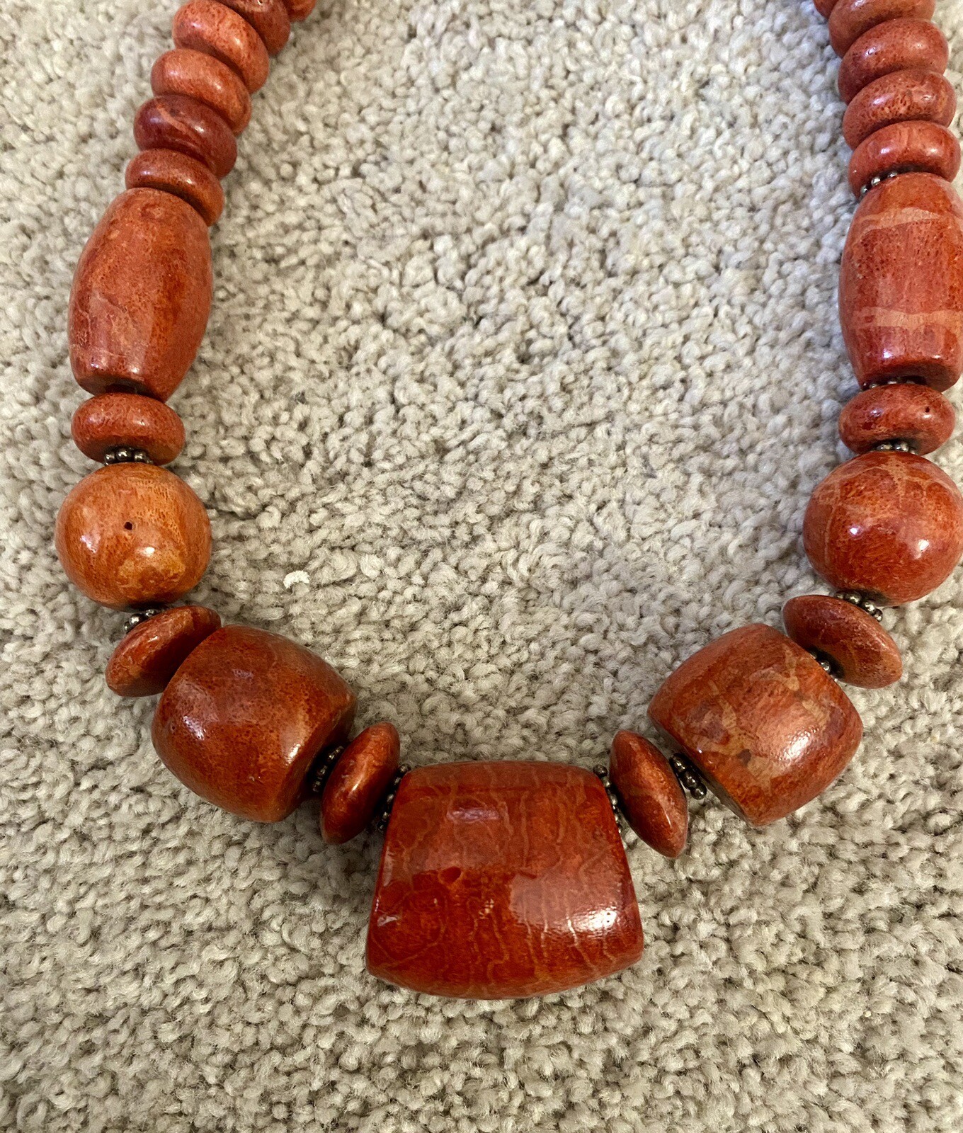 Sterling Silver Sponge Coral Statement Necklace A… - image 2