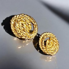 BLUETTE Clip-On Shoe Clips Gold-Tone Rope  Wavy Design Made In France D120