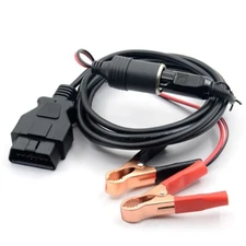 OBD II Vehicle Emergency 12V Power Supply Cable Memory Saver with Alligators