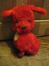 Vintage R Dakin RED SITTING DOG HEART COLLAR Made In Japan PLUSH Stuffed Animal