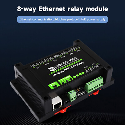 Industrial 8-Channel Ethernet Relay Module Modbus RTU/TCP Protocol Poe EthernetB