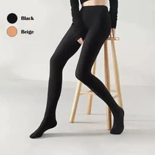 Black / Beige Opaque High Waisted Tights, 120 Denier Solid Pantyhose