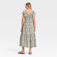Women Flutter Short Sleeve Floral Maxi A-Line Dress - Universal