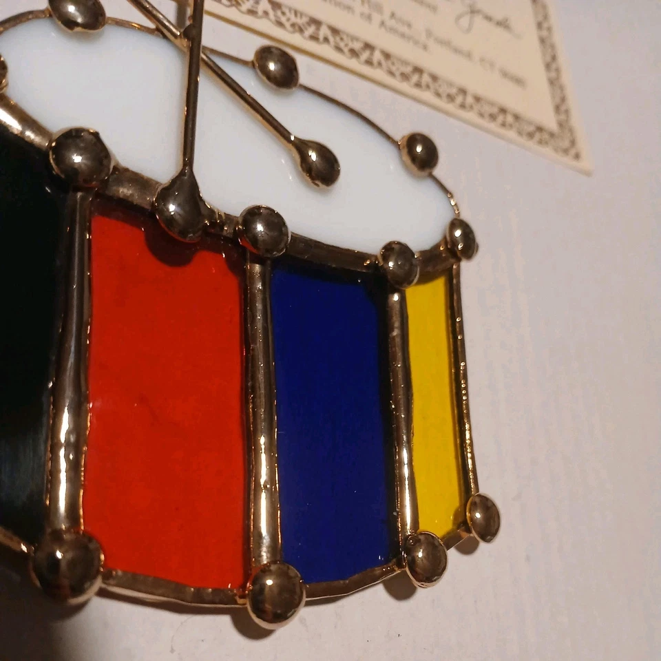 RARO Tambor de Juguete Tiffany De Colección Vitral Atrapasol con Certificado 1989 Foto 3 de 4