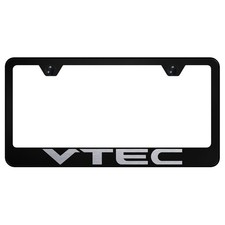 Laser Etched On Black License Plate Frame - Officially Licensed For Honda Vtec Laser Etched On Black License Plate Frame - Officially Licensed For Honda Vtec