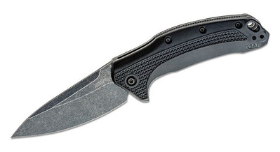 Kershaw 1776BWWM 1776 Link USA Flipper Knife  Blackwashed Blade Black GFN Handle