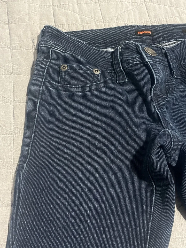 Pantalones legging ajustados para casa de muñecas para mujer talla 0 azul acanalado cónico tiro bajo Foto 3 de 4