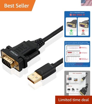 USB 2.0 to Male DB9 Serial Cable - 6ft FTDI Chipset, Fast Data Transfer 480 Mbps