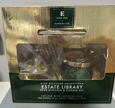 Elton John x Slatkin + Co. Woodside 8oz Candle & Reed Gift Set Estate Library