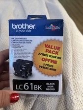 Brother Genuine LC61BK Ink Cartridges BLACK EXP 2014 Sealed 2 Cartridges