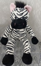 Toys R Us Zebra Black White Pink Safari Zoo 14" Plush Stuffed Animal Toy Retired