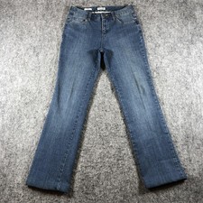 St Johns Bay Womens 4 Blue Mid Rise Straight Jeans Embroidered Denim