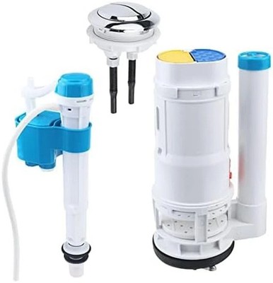 Toilet Dual Flush Valve, Fill Valve, Push Button, One Piece Toilet Repair Kit, D