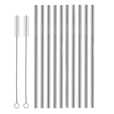 Set of 10 Stainless Steel Straws, HuaQi Straight Reusable Drinking Straws 10....