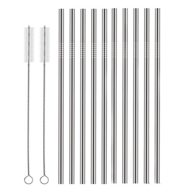 #ad #ad Set of 10 Stainless Steel Straws HuaQi Straight Reusable Drinking Straws 10.... $7.86