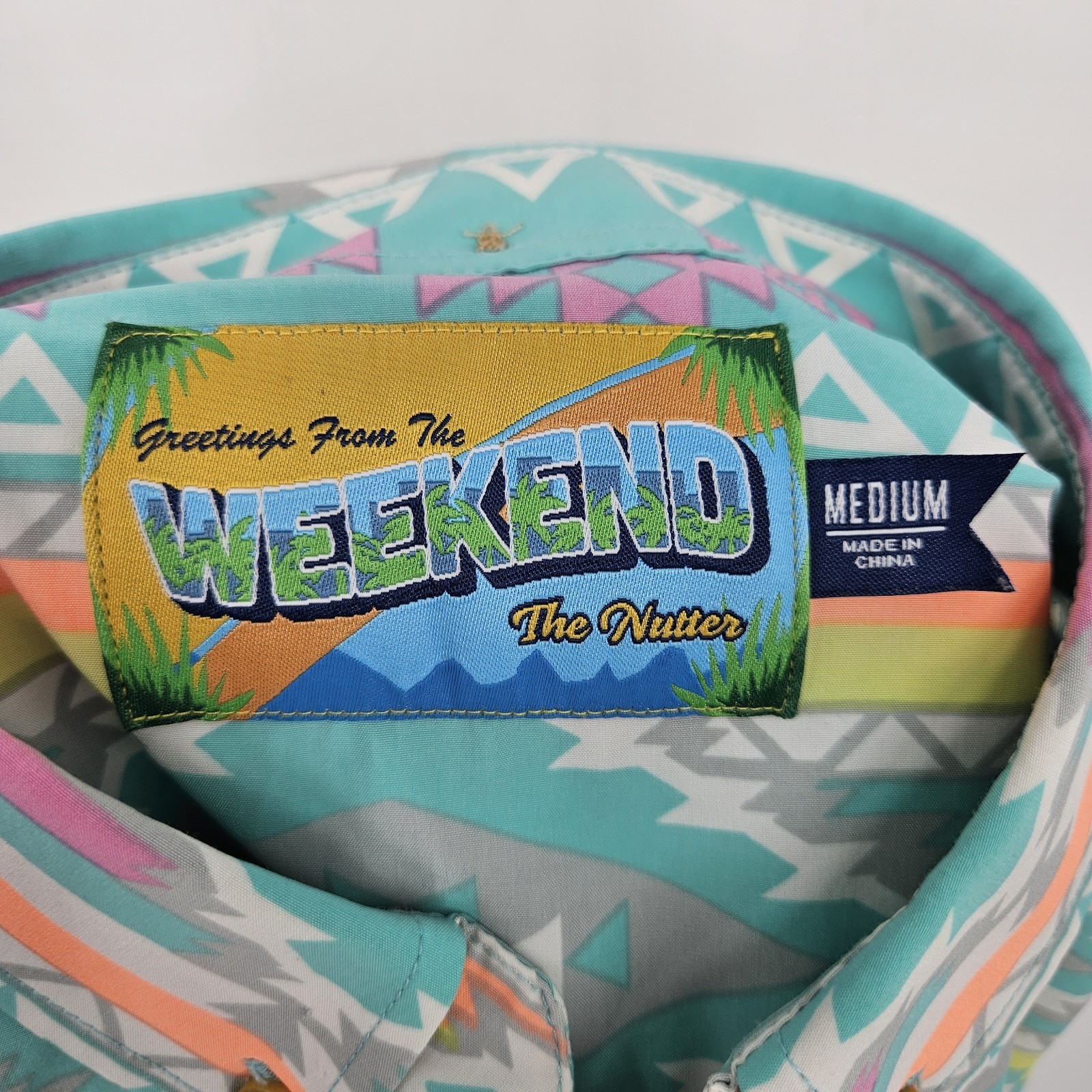 Chubbies Nutter Shirt Mens Medium Performance Polo Colorful Aztec Weekend 