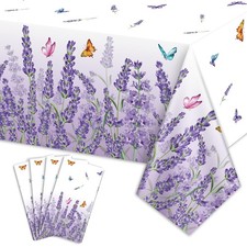 4Pcs Lavender Tablecloths Rectangle Purple Flower Table Cloths