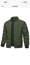Men's Lightweight Bomber Jacket Spring Fall Thin Casual Coat Full-Zip Work Coats