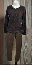 Women's Climate Right By Cuddl Duds Animal Print Pajama Set Sz M Brown Pink