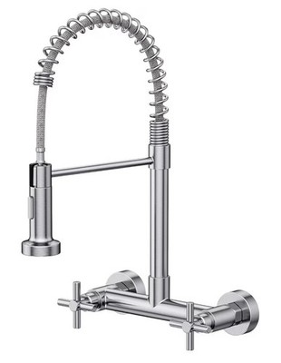 Wall Mount Kitchen Faucet, Hurran Brushed Nickel Kitchen Sink Faucet, 8 Inch ...
