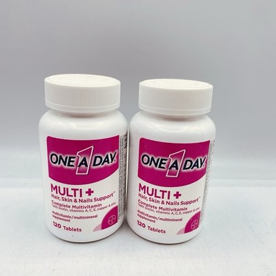 2 Pack ONE A DAY Multi + Hair Skin & Nails Multivitamin Tablets 120Ct Exp 1/2026
