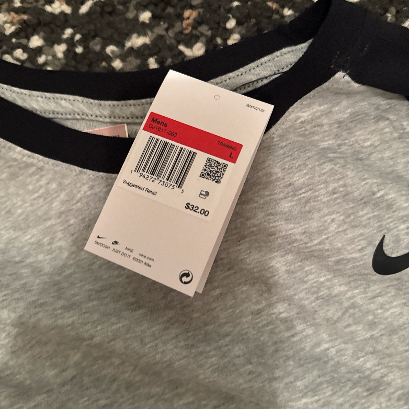 Nike Raglan T-shirt Gray Black Dri-FIT 3/4 Sleeve Training CJ1617-064 XL NWT thumbnail 2